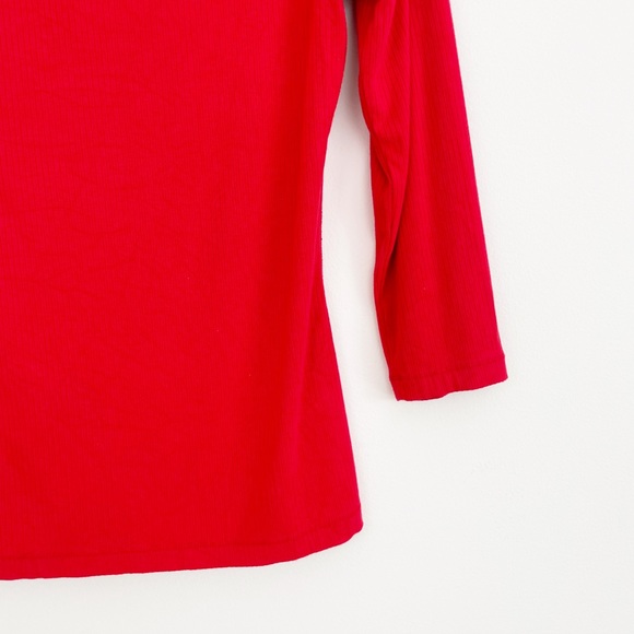 Banana Republic Red Ribbed 3/4 Sleeves Top Size Small - Picture 11 of 15